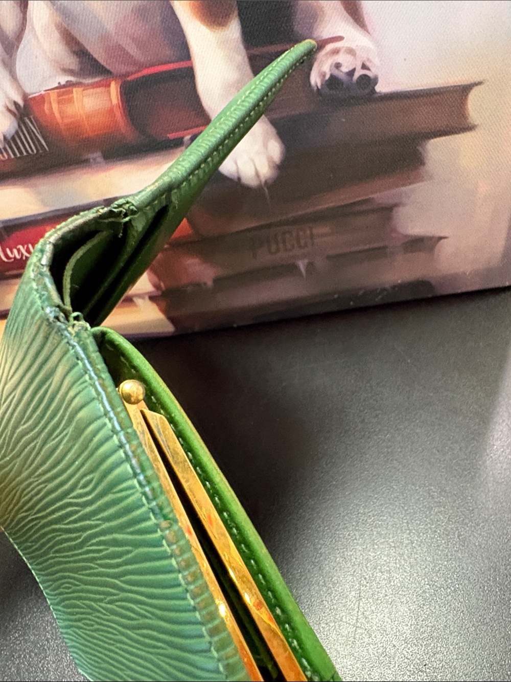 Louis Vuitton *Green 💚Epi Leather kiss lock Compact Wallet - Picture 11 of 13